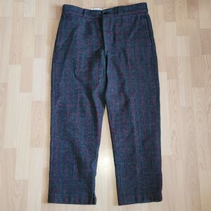 Vtg Johnson Woolen Mills Wool Pants Mens 36X29 Adirondack Gray Plaid 37x29 USA